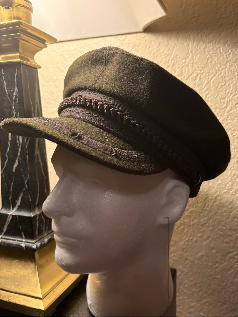 Men's Olive Wool Cadet Cap - Unbranded